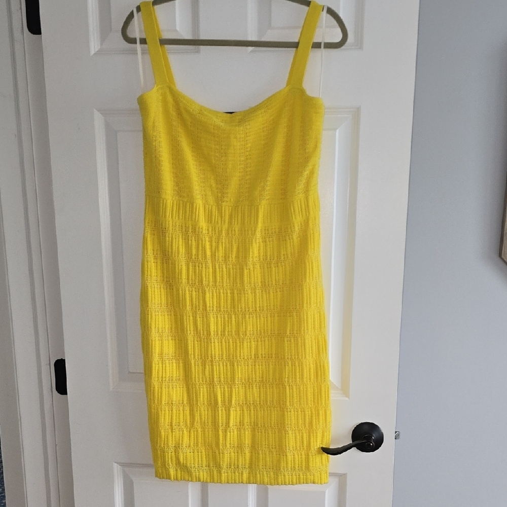 RACHEL Rachel Roy Yellow Ribbed Sheath Mini Dress